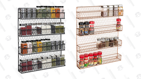 Wall Mounted Spice Rack Storage Organizer (Black) | $38 | AmazonWall Mounted Spice Rack Storage Organizer (Copper) | $38 | Amazon